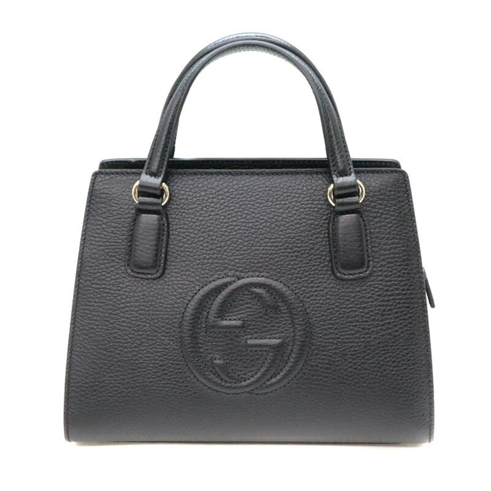 GUCCI Interlocking GG Bag Handbag Shoulder Leather Black - Picture 2 of 6